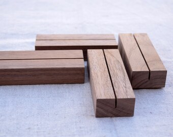 Table Number Holders | Walnut table number stand set | Menu stands | Food Sign holders | Menu holders | Calendar stands | Postcard holders