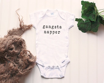 Gangsta Napper Onesie® - new baby Onesie®, unisex Onesie®, funny bodysuit, take home outfit, baby shower gift, push present, funny Onesie®