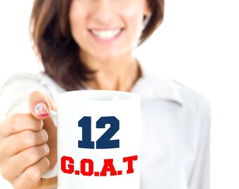 Tom Brady New England Patriots Mug - Greatest of All Time Super Bowl Quarterback - Coffee Mug for Men and Women Who Love Brady and the Pats
