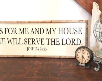As For Me and My House Sign, Christian Scripture Sign, Rustic Sign, Farmhouse Wood Sign, Wood Christian Sign, Wedding Gift,