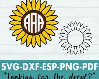 Sunflower Svg - Flower Svg - Daisy Svg - Daisy svg - Sunflower Cut File - Sunflower Monogram - Spring Svg - Spring time Svg - Garden Svg