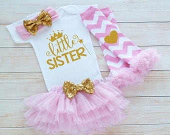 Baby Sister Outfit, Baby Shower Gift, Take Home Shirt, Little Sister Outfit, Baby Outfit, Little Sister Bodysuit, Baby Girl Gift, Baby Tutu