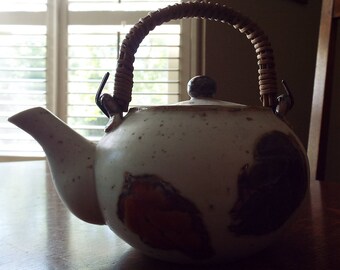 Vintage Japanese teapot, OMC hand painted ceramic teapot Otagiri Mercatile Company ca 1970s