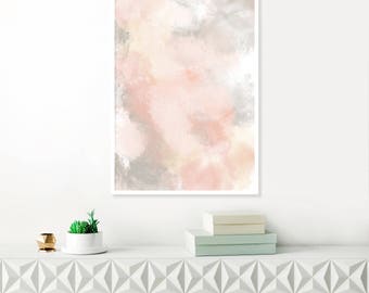 Blush Pink and Grey Painting, Pink Abstract Art, Pink Wall Art, Pale Pink Watercolour, Large Wall Art, Printable Art