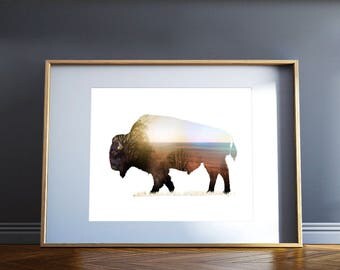 The Buffalo Print, Bison Print, Buffalo, Animal Prints, Nature Art, Silhouette Print, Wall Art, Print, Digital Print, Art, Buffalo Picture