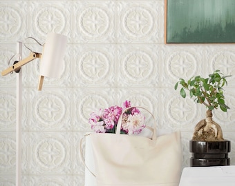 Victorian Tile Wallpaper, Victorian Wallpaper, 3D Tiles Pattern, Glazed Tiles Self Adhesive Wall Paper, VIctorian Mural