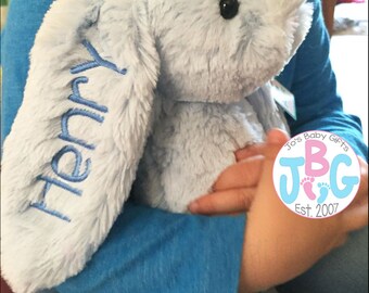 Personalised Bunny Teddy Bear, Large Adorable Embroidered Bear, Personalised Bunny,New baby gift,Baby shower,Christening Gift,