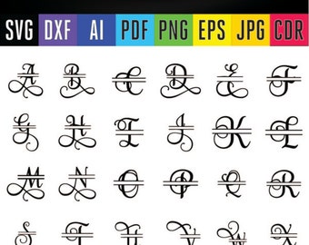 Split letters Svg alphabet Samantha split font letters SVG DXF Eps Silhouette Png Pdf Jpg Ai Cdr) files for Silhouette, Cricut, Cameo