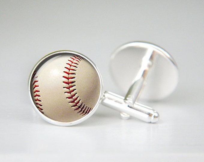 Baseball cufflinks, Baseball jewelry, Sport cuff links, men's cuff links, Baseball player, Baseball Gift, Baseball Fan Gift, Baseball