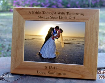 Father of the Bride Gift from Groom Wedding Parent Gift Personalized Engraved Wood Photo Frame Father of the bride frame