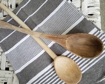 Pair of beautiful old wooden spoons