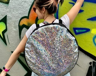 Shiny Silver Disco Travel Hula Hoop Bag