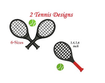 Tennis Embroidery Design - 2 designs - Tennis Racquets Embroidery, Tennis Rackets Embroidery instant download