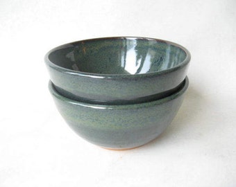 Pottery Bowls Set of 2, Soup Bowls, 2 Cup Pottery Bowls, Stoneware Soup Bowls
