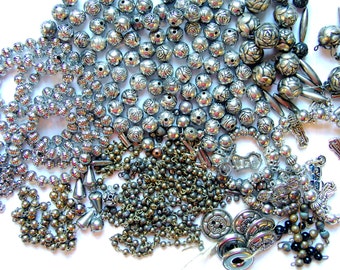 Big Lot of Vintage Antique Beads - Mostly Metal - For Rosary Repair, Jewelry Design