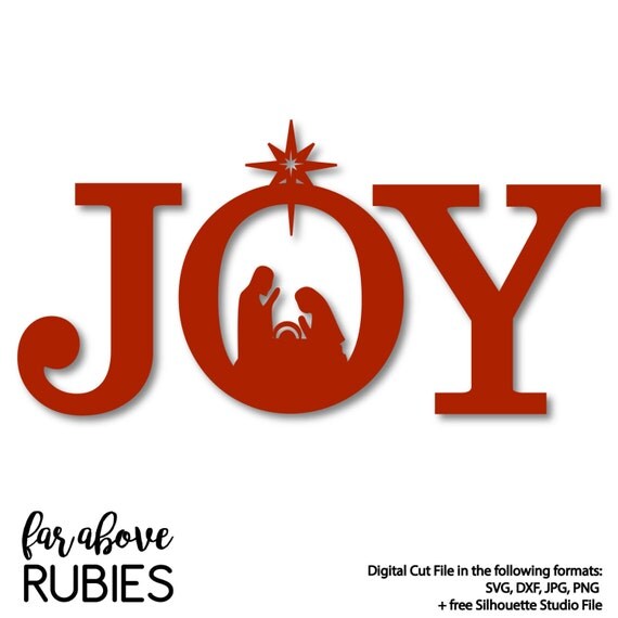 Download JOY Nativity Christmas SVG DXF png jpg digital cut file for