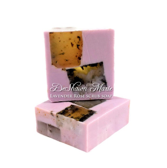SOAP- Lavender Rose Scrub Soap - Lavender Soap - Rose Soap - Vegan Soap Gift - Mother's Day Gift - Favors