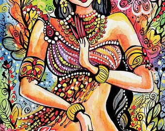 Kuan Yin, inspirational art, mermaid painting, watercolor illustration, painting, wall decor, feminine decor, beauty painting print 8x12+