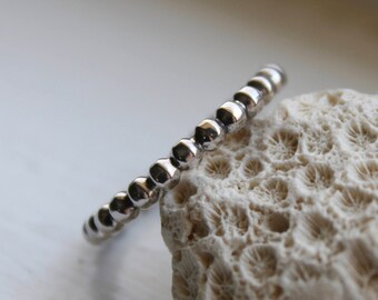 Sterling Silver Beaded Ring, Stacking Ring, Sterling Silver Ring, 925 silver Ring, Handmade Ring,