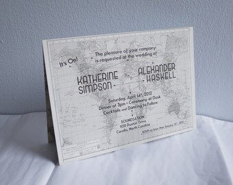 Vintage Travel Themed Wedding Invitation Suite