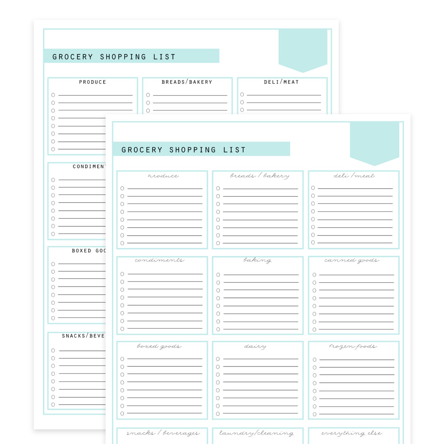 Grocery Shopping Lists 2 documents script and block