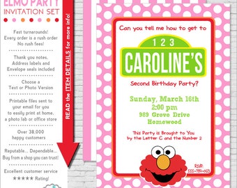 Elmo Invitation | Elmo Birthday Invitation | Girl Elmo Party Invitation Printable | Sesame Street Invitation | Amanda's Parties To Go