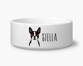 Personalize Boston Terrier dog bowl, pet bowls personalized custom name