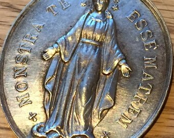 Vintage Children of Holy Mary Religious Nun's Medal on 18" sterling silver rolo chain