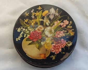Vintage Round Storage Tin Decorative Container