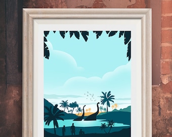 Jurassic Park - Life finds a way - Lake scene - Alternative Poster - Minimalist Movie Poster (Available in many sizes)