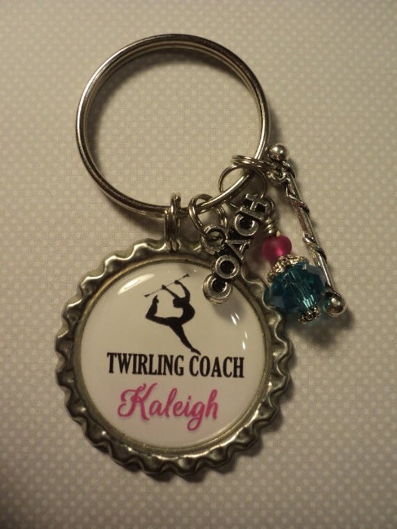 Personalized Baton Coach key chain with charms