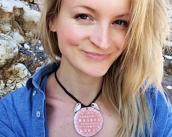 Abundance Choker - Custom Engraved Shabby Chic Pendant - Positive Mermaid Jewelry Real Seashells - Artisan Handcrafted Law of Attraction