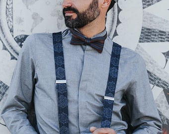 Checkered Mens Suspenders Gray Suspenders Mens Braces