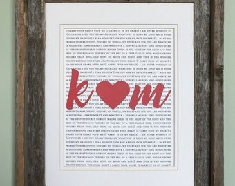 First Anniversary Gift | Anniversary Gift | 1st Anniversary Gift | 50TH Anniversary | Framed 1st Dance Lyrics or Vows Laurel Wreath Monogram
