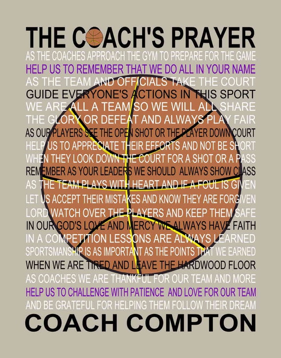 The Coaches Prayer personalized with Basketball The