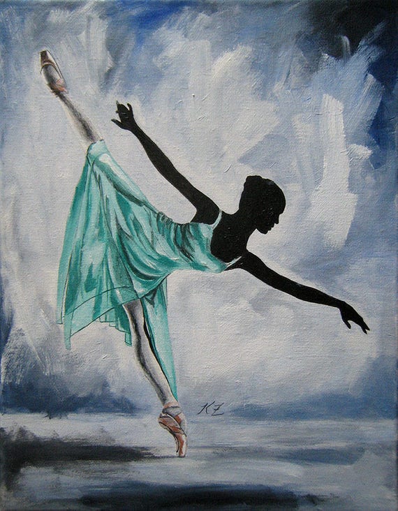 Ballet Dancer Painting Dance Silhouette Art on Canvas Lille