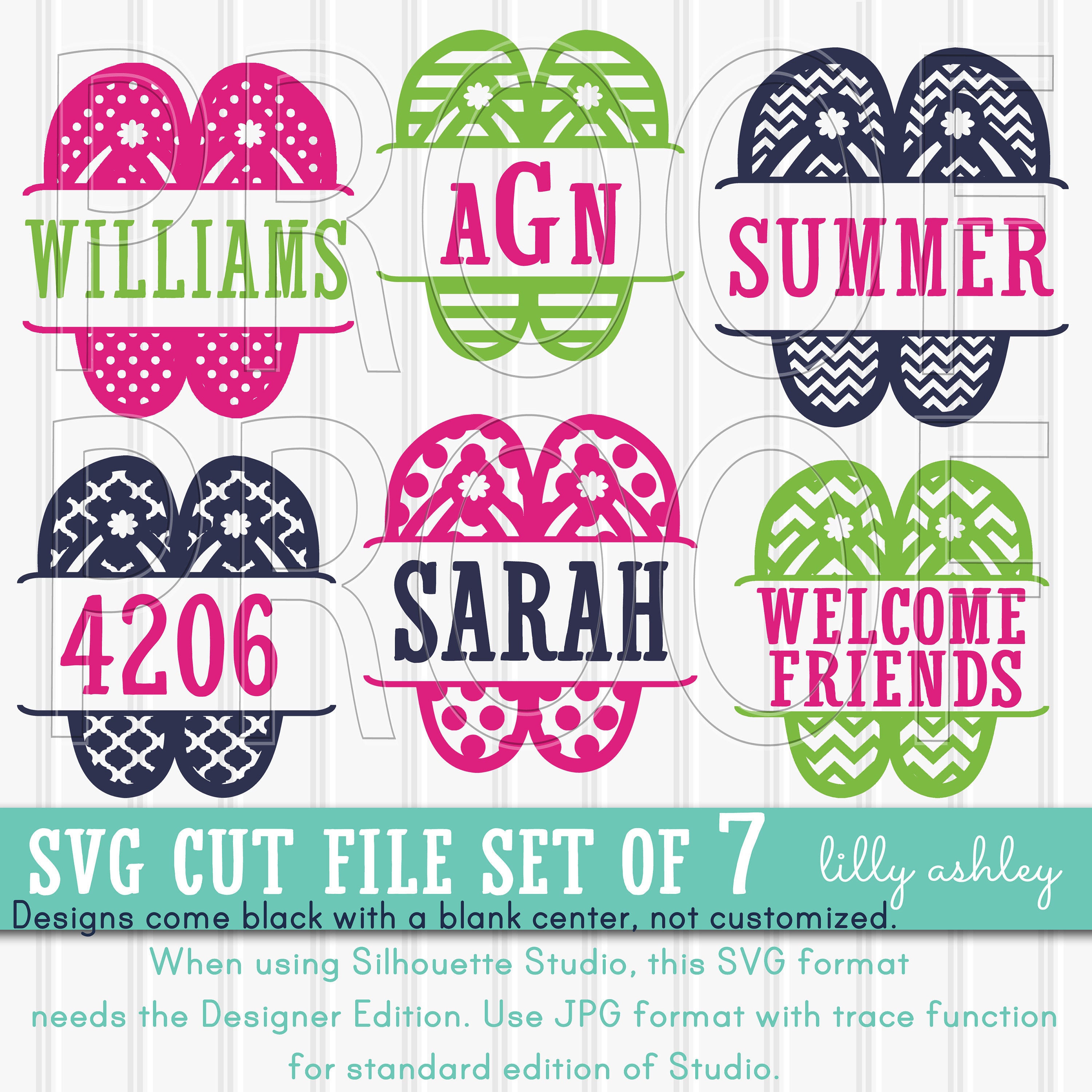 Download SVG Files Flip Flop SVG Set includes 7 cutting files With