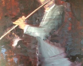Solo, violin player original oil painting 24x36