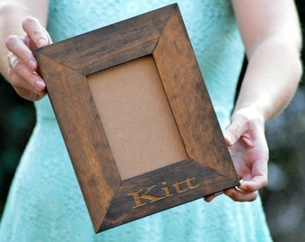 Personalized Frame, Custom Engraved Picture Frame With Baby Name, Rustic Home Decor, Personalized Gift For Grandparents, Wood Frame