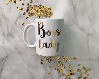 Boss Lady Mug, Boss Gift, Bosses Day, Mom Gift, Motivational Mug, Entrepreneur gift, Mug, Gift for Friend, Coffee Mug, Girlfriend Gift, Gold