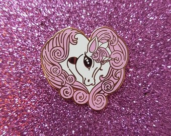 Hard Enamel Gold Magic Unicorn Heart Lapel Pin Mint Green Pink Purple