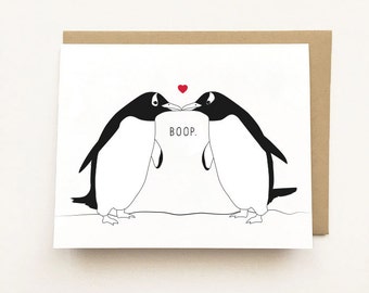 Penguin Card, Penguin Anniversary Card, Cute Anniversary Card, Penguin Lover card, Penguin Valentines Day Card, Cute Animal Card