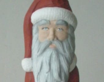Old world Santa clause gifts for her Ceramic Santa Claus figurine Christmas Santa Mr. Clause, Christmas Decoration with Christmas wreath