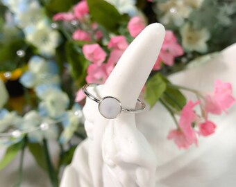 Silver Mother of Pearl Ring - 6mm, silver ring, sterling silver ring, stacking ring, stackers