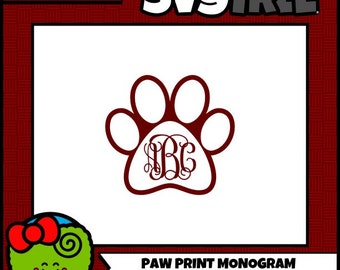 Paw Print SVG Bulldog SVG Paw Print Monogram Commercial Free Cricut Files English Bulldog Digital Cut Files dxf monogram svg dxf eps