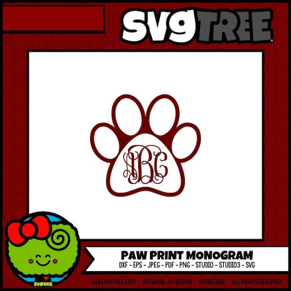 Download Paw Print SVG Bulldog SVG Paw Print Monogram Commercial
