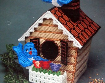 Bird House Tissue Box Cover By Bucilla Vintage Unopened Plastic Canvas Kit 1990