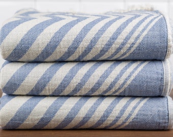 Zigzag Towel, Bath Towel, Turkish Towel, Peshtemal, Hammam Towel, Denim