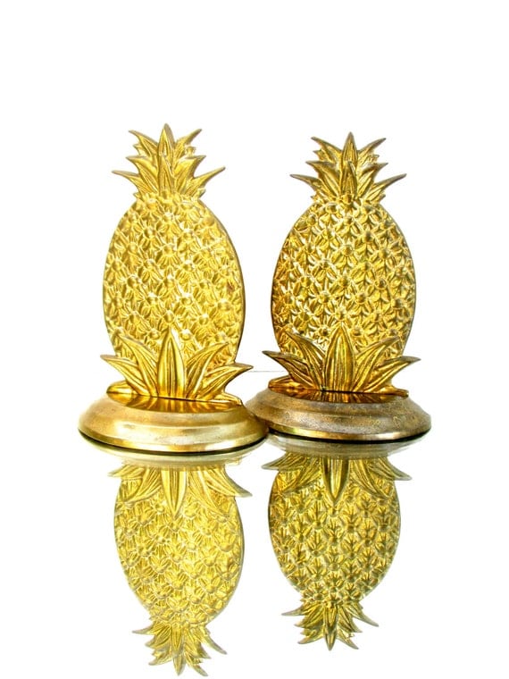 brass pineapple bookends