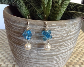 Crystal and pearl earring
